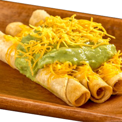 3 Rolled Tacos with Cheese & Guacamole